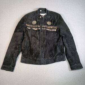 Wilsons Suede Leather Western Style Fringe Earthy Decorative Size 38 Jacket VTG